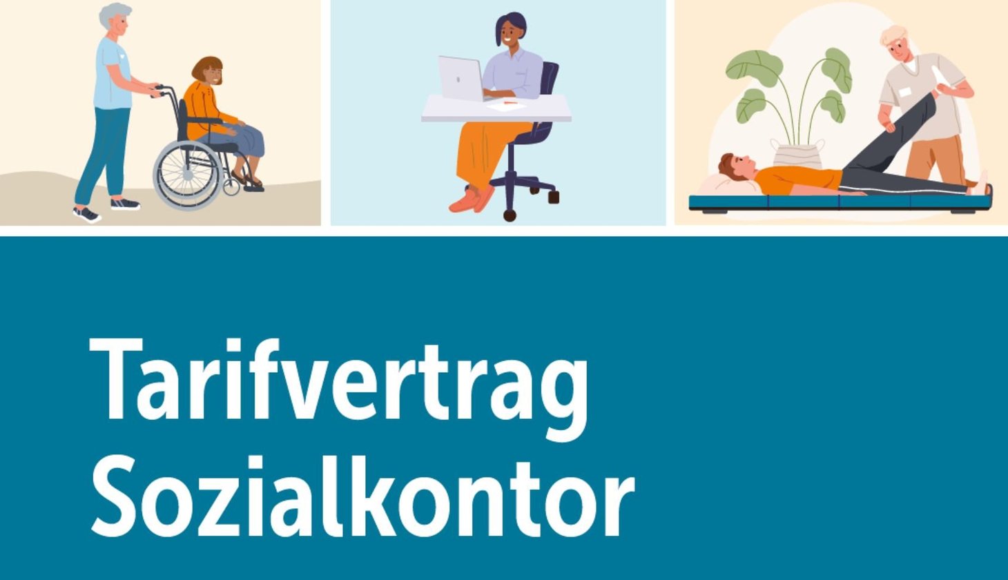 Drei Illustrationen verschiedener Beruf des Sozialkontor