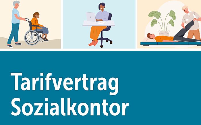 Drei Illustrationen verschiedener Beruf des Sozialkontor