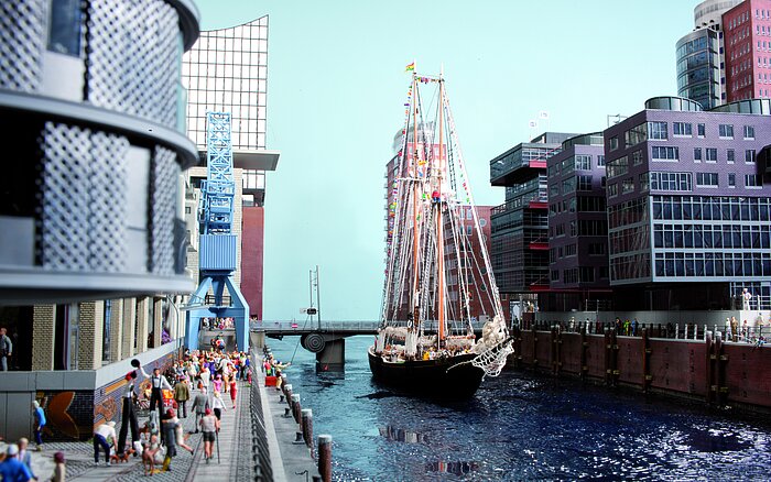 Ausschnitt der Hafencity aus dem Miniatur Wunderland Hamburg